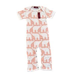 NWT Milkbarn Rose Elephant Organic Cotton Playsuit/Romper Size 6-12 Months